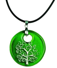 Cargar imagen en el visor de la galería, Árbol de la vida redondo.- Vidrio de botella
