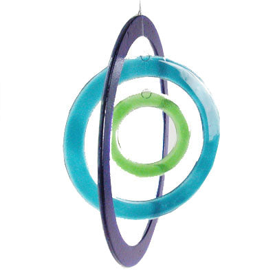 Windchime  3 Circles Aqua Blue Green