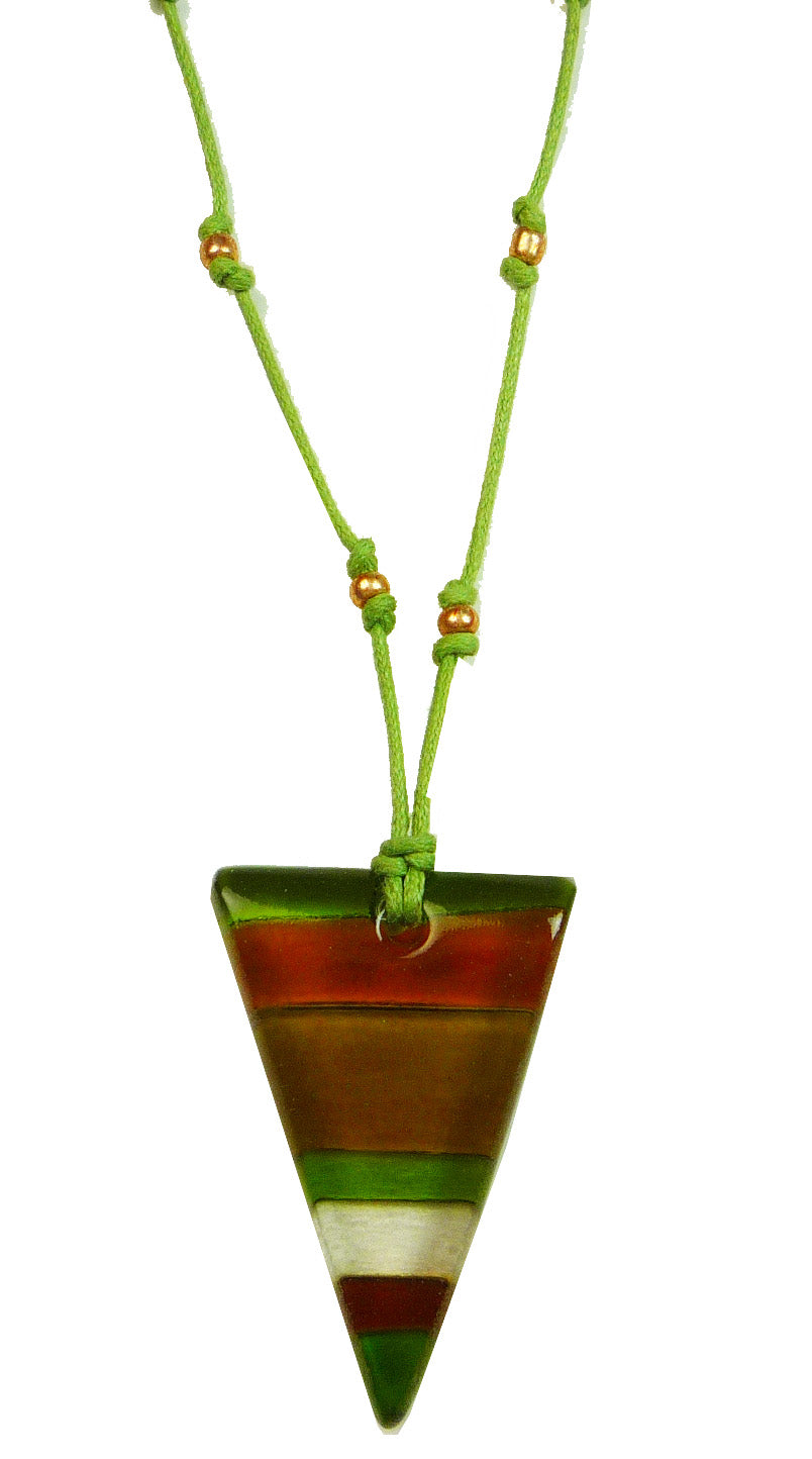 Recycled Glass Bottle Multi Strip Triangle Necklace