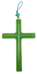 Glass Cross Green  Lines