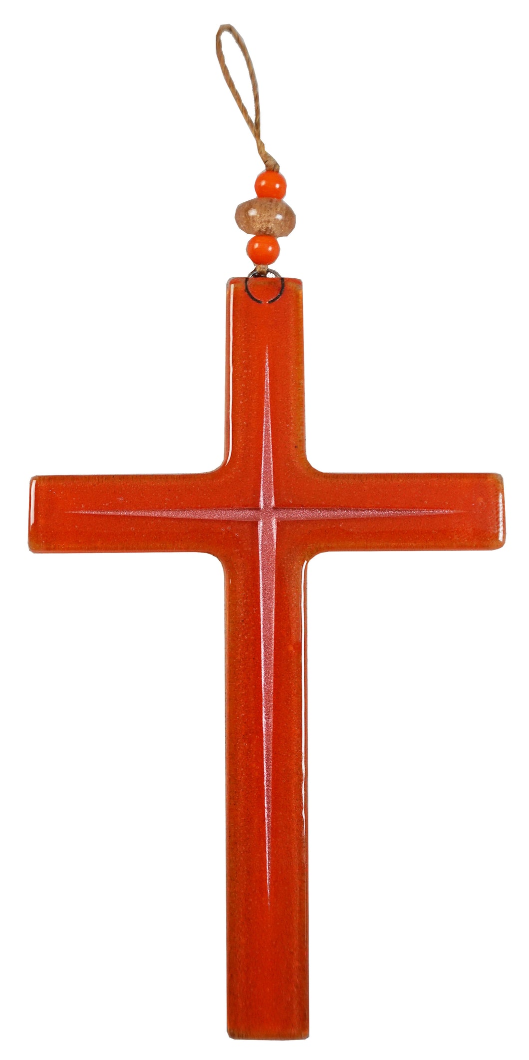 Glass Cross Orange Red   Lines