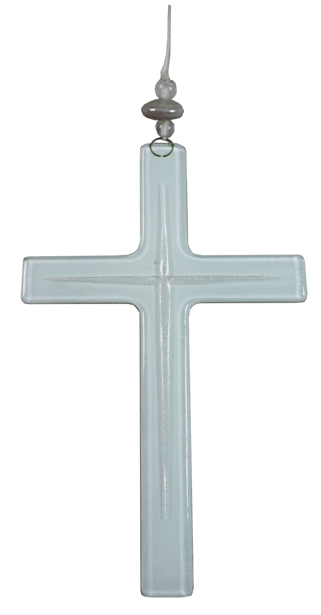 Glass Cross White Silver   Lines