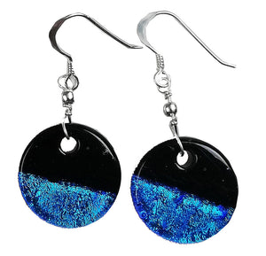 Dichroic Earing Two Tone Black Turquoise