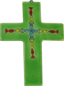 Glass Cross Green Kids   Thick