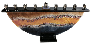 Menorah  or Janukia Black Topaz  ,bubbles half circle