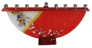 Menorah  or Janukia White Red Flakes  half circle