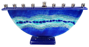 Menorah  or Janukia Aqua Blue  half circle