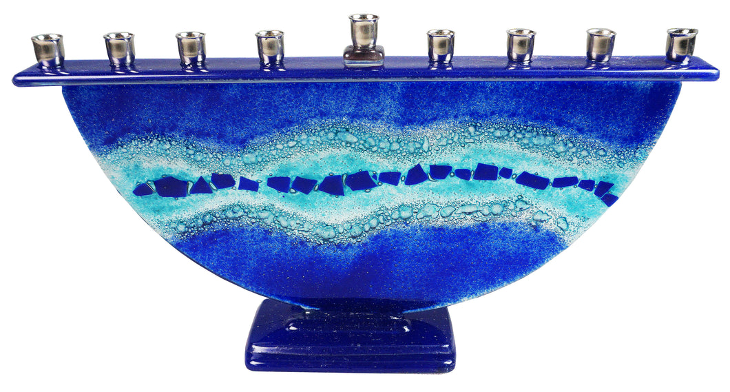 Menorah  or Janukia Aqua Blue  half circle