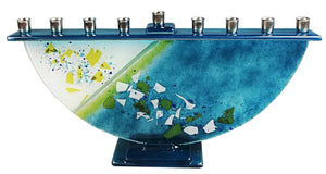 Menorah  or Janukia White Aqua Flakes  half circle