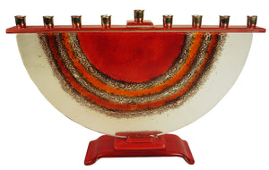 Menorah  or Janukia Red . Orange ,bubbles half circle