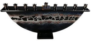 Menorah  or Janukia White Black Flakes  ,bubbles half circle