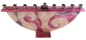 Menorah  or Janukia  Rose Hacinth Swirls Pattern  half circle