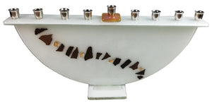 Menorah  or Janukia White Brown Path  half circle