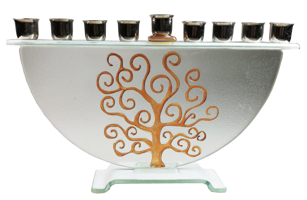 Menorah  or Janukia Life of Tree Sandblasted  half circle