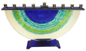 Menorah  or Janukia Aqua ,blue green ,bubbles half circle