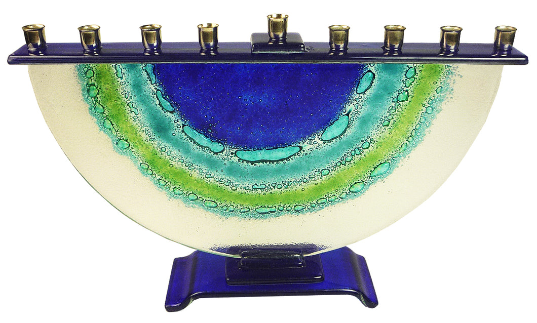Menorah  or Janukia Aqua ,blue green ,bubbles half circle