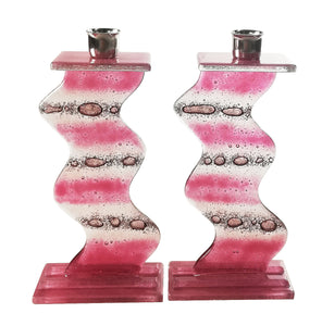 Shabbat Candlesticks Rose and  Bubbles