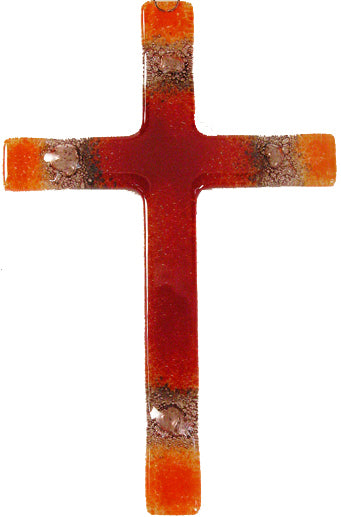 Glass Cross Red