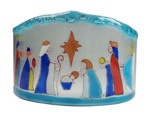 Teligth Curve Nativity Scene Aqua Bubbles