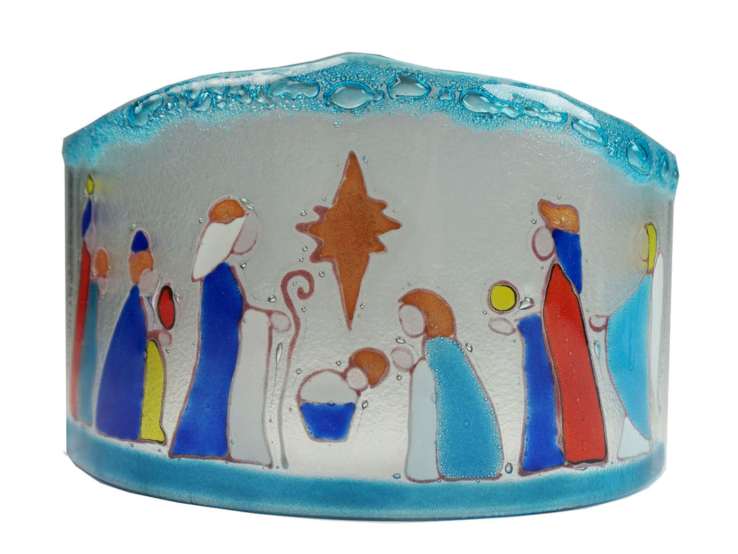 Teligth Curve Nativity Scene Aqua Bubbles