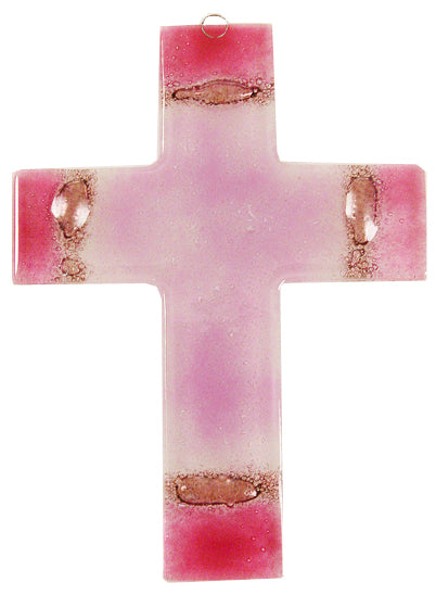 Glass Cross Rose Ligth Rose Thick