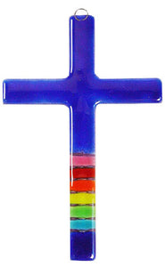 T  Glass Cross Rainbow Aqua