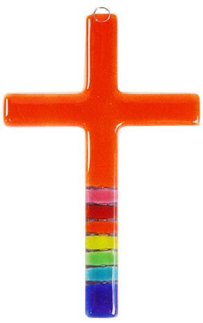 T  Glass Cross Rainbow Organge