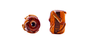 Cylinder Striped Lampwork Glass Beads