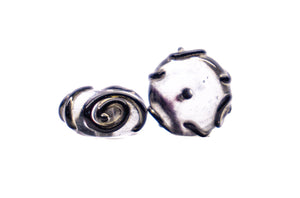 Ellipsoid Striped Lampwork Glass Beads