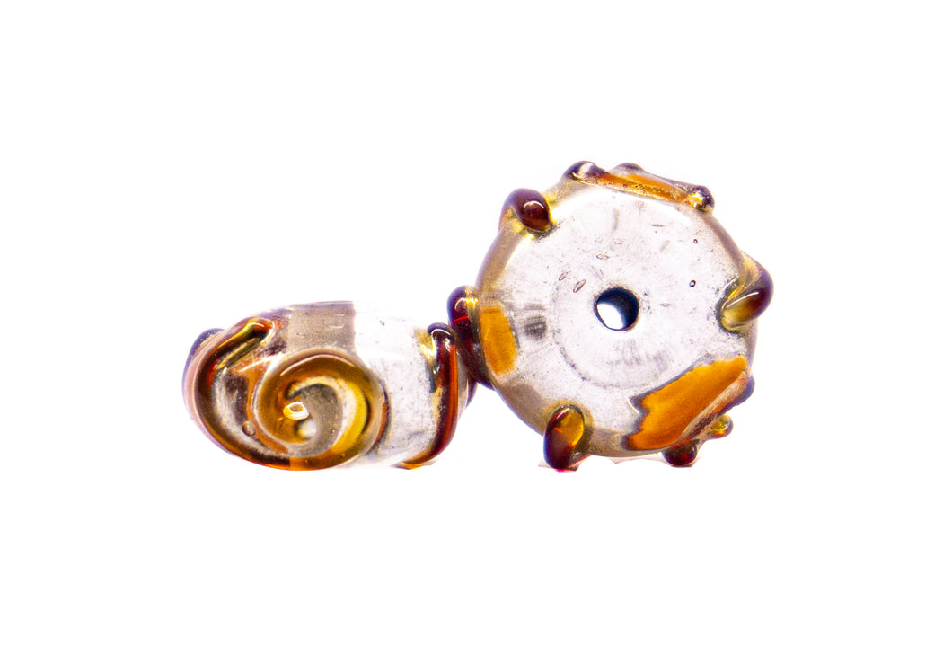 Ellipsoid Striped Lampwork Glass Beads