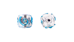 Cubed Striped Lampwork Glass Beads