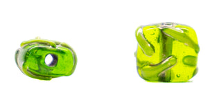 Square Striped Lampwork Glass Beads