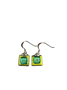 Dichroic Earrings Grinu Lemon Green